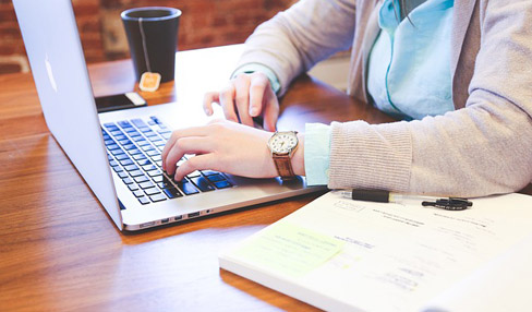 woman working on laptop