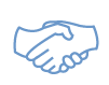 blue icon of a handshake