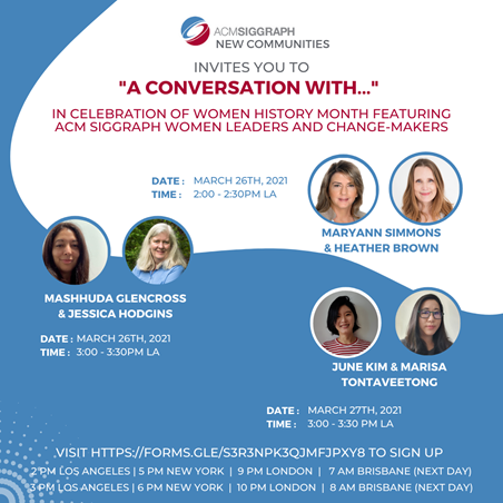ACM SIGGRAPH Frontiers “A Conversation With…” March 26/27 Events
