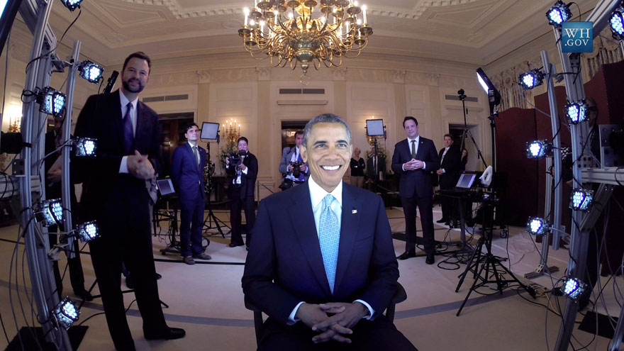 President Obama being scanned to create a 3D model